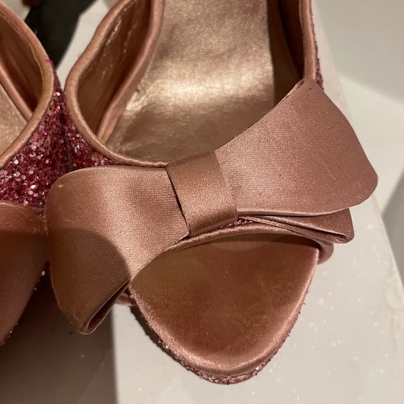 Nine West Pink sparkly peep toe heels with bow - Picture 12 of 16